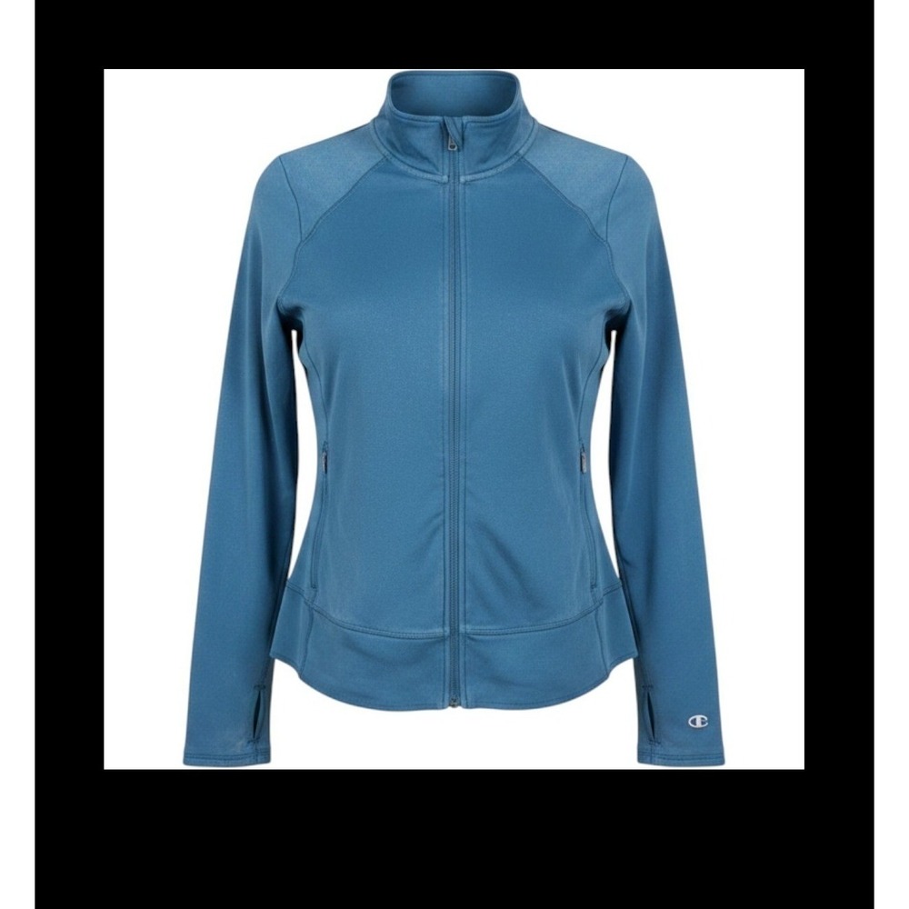 Champion C9 Women Full Zip Track Jacket Teal Blue Thumbhole Mock Neck Size M NWT